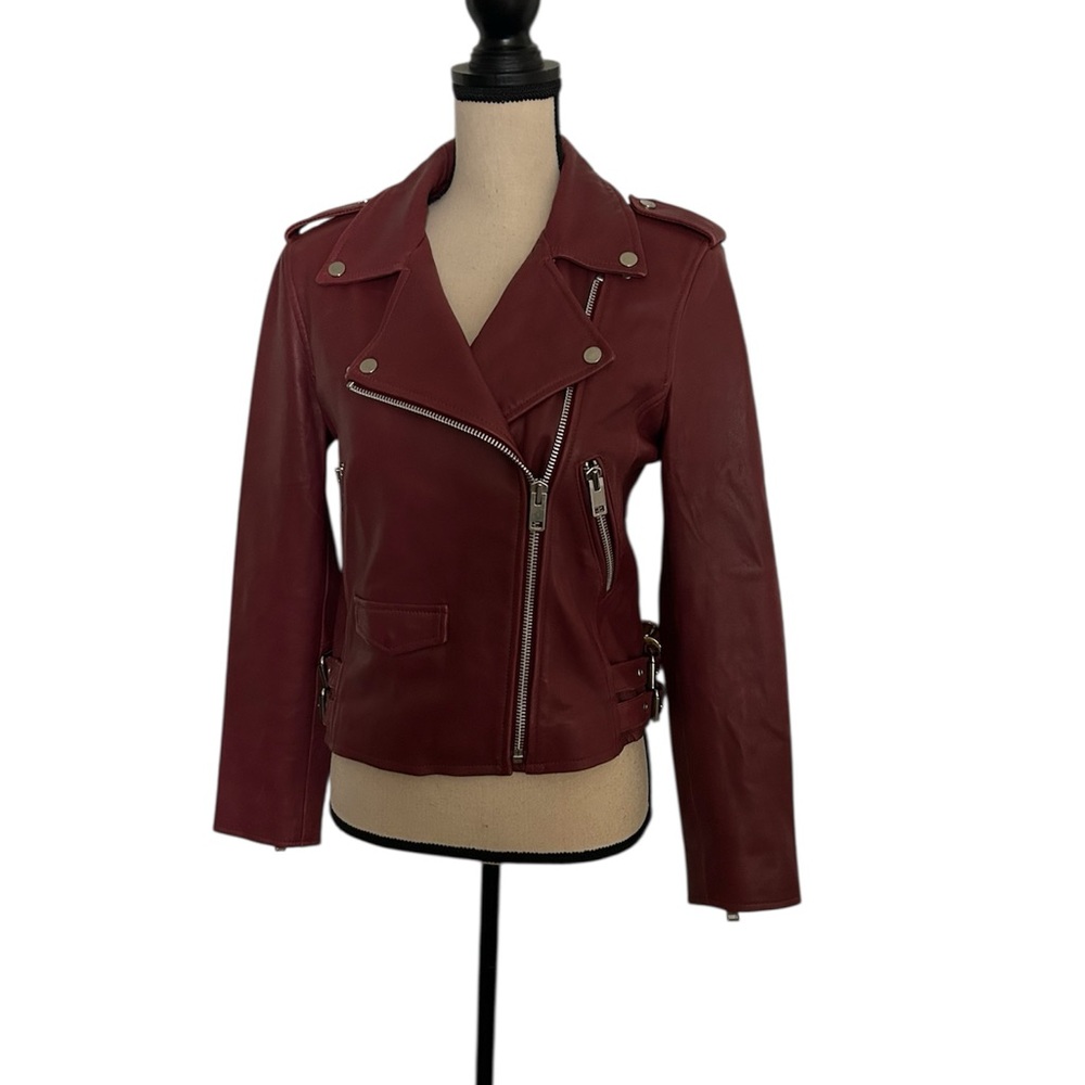 Walter Baker Liz 100% Lamb Leather Crop Moto Jacket